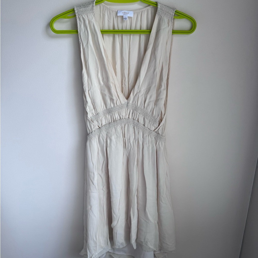 Wilfred Cream Ruched Wrap Mini Dress
